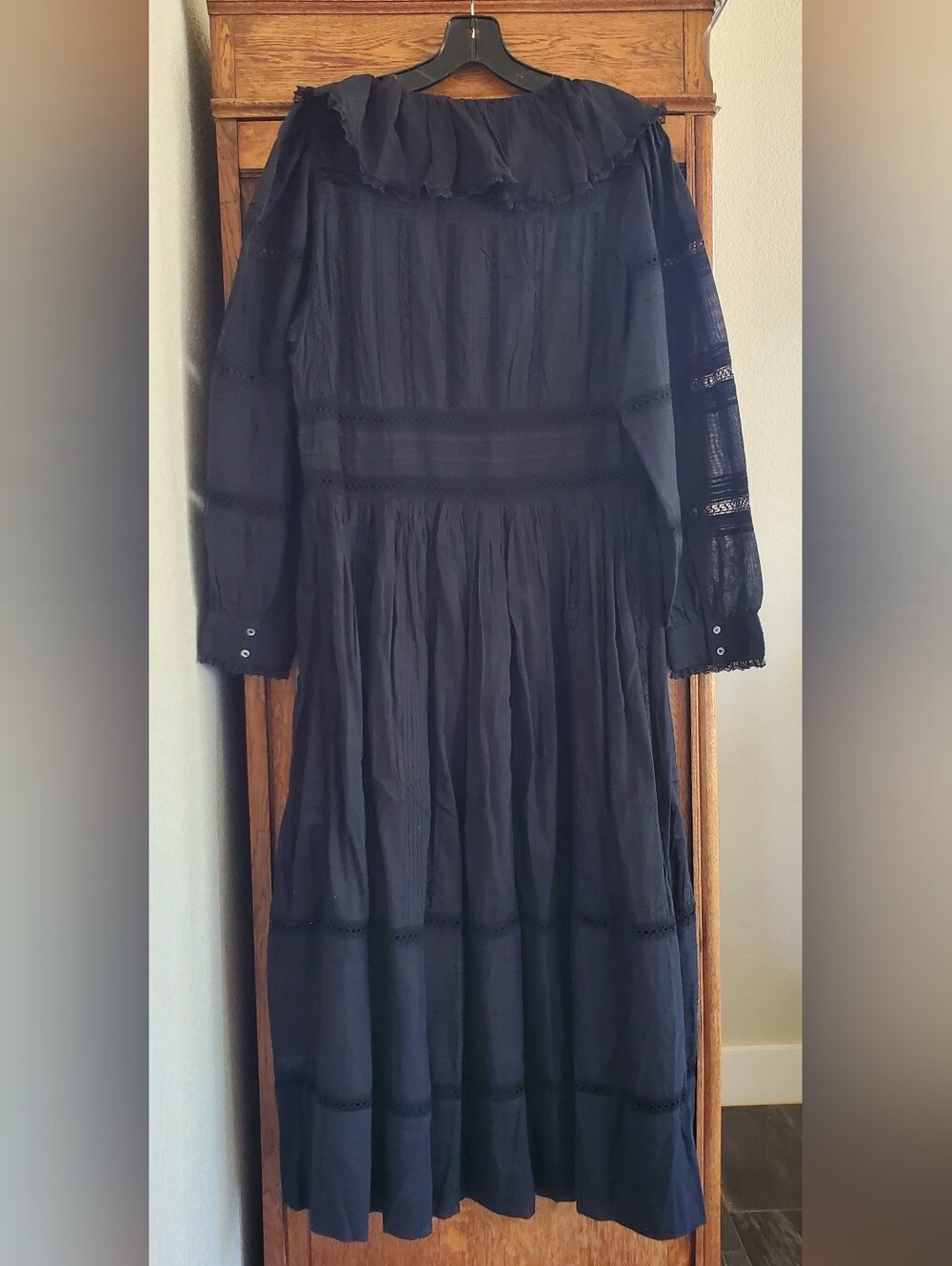 "DÔEN NWT Black Marla Dress Maxi Midi Heirloom Victorian Ruffle Size XL - Picture 5 of 16